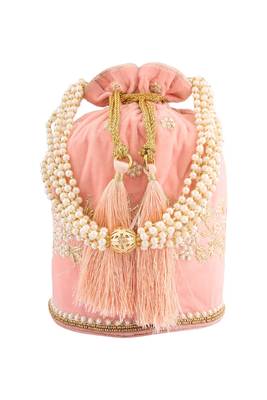 Peach Velvet Handwork Potli Bag 2