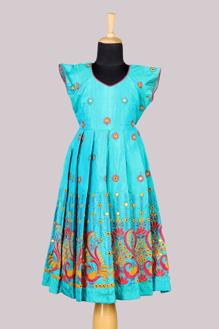 Shivangi Blue EMB Long Gown for Girls