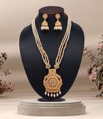 Gold color long matte gold temple necklace set