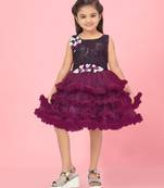 Aarika girls purple colour self design net frock
