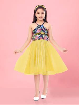 Aarika girls yellow colour nylon middi 1