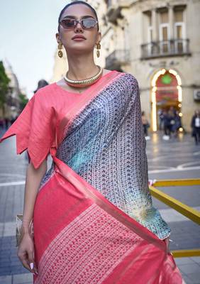 Multicolor Poly Viscose Printed Saree With Blouse 2