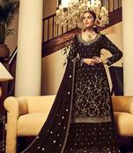 Coffee georgette heavy thread embroidery with sequins work salwar kameez