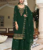 Green georgette heavy thread embroidery with sequins work salwar kameez