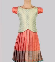  Shivangi Peach Cucumin Just Born Pattu Pavadai For Babies