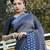 Blue zari with foil emblished organza designer saree with blouse
