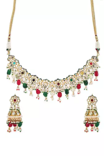 Gold kundan necklace set