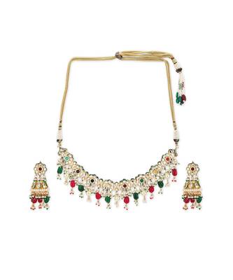 Gold kundan necklace set 3