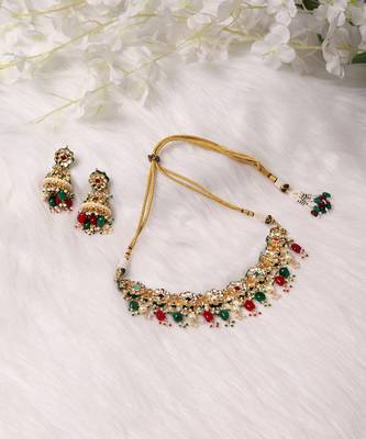 Gold kundan necklace set 5