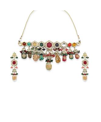 Gold kundan necklace set 2