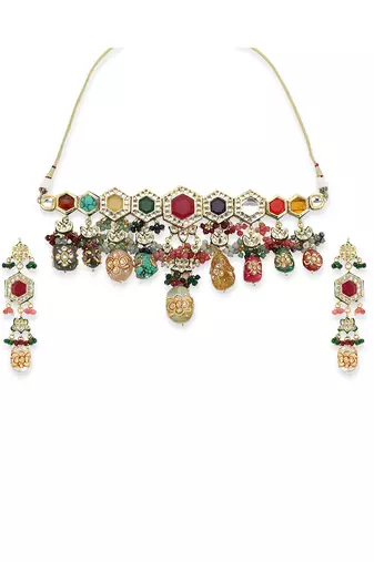 Gold kundan necklace set