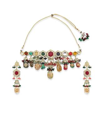 Gold kundan necklace set 3