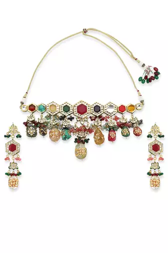 Gold kundan necklace set