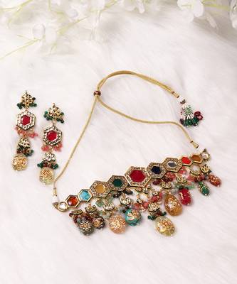 Gold kundan necklace set 5