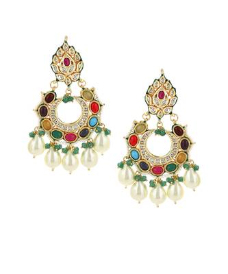 Gold kundan earrings 1