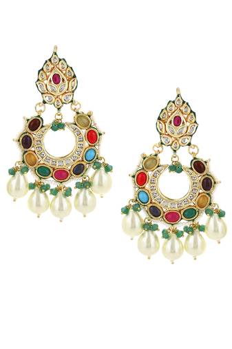 Gold kundan earrings