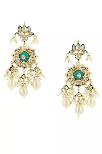 Gold kundan earrings