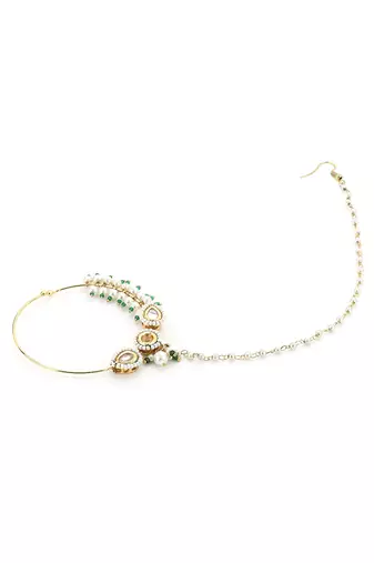 Gold kundan nose ring