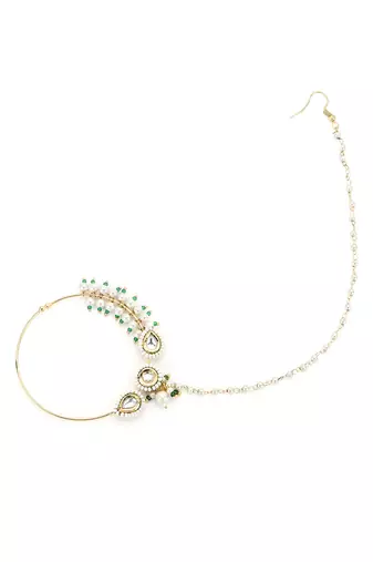 Gold kundan nose ring