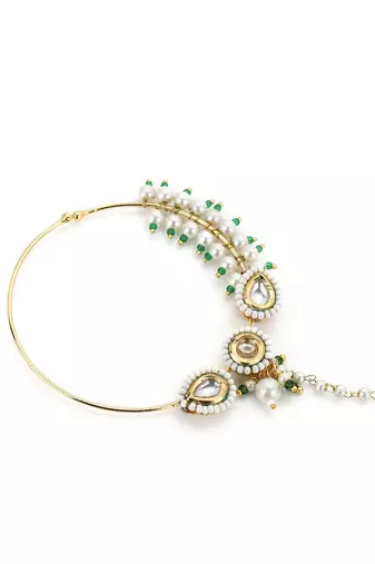 Gold kundan nose ring