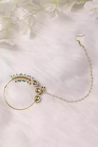Gold kundan nose ring
