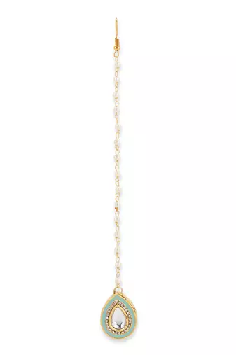 Gold kundan maang tikka