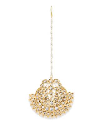 Gold kundan maang tikka 2