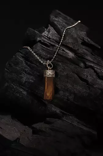 Brown silver plated handcrafted necklace