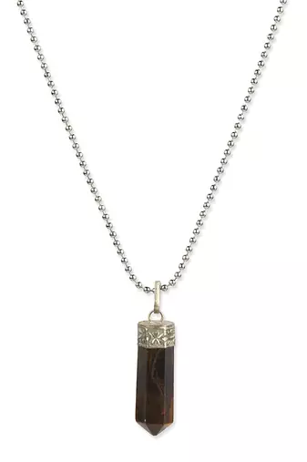 Brown silver plated handcrafted necklace