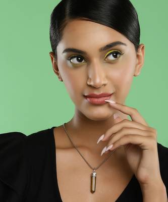 Brown silver plated handcrafted necklace 1