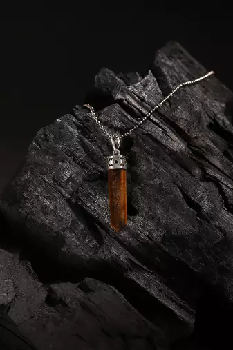 Brown silver plated handcrafted necklace