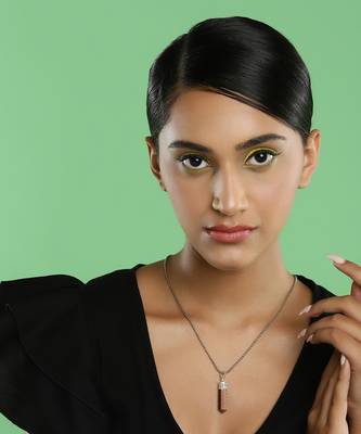 Brown silver plated handcrafted necklace 1