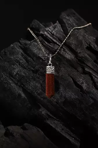 Brown silver plated handcrafted necklace