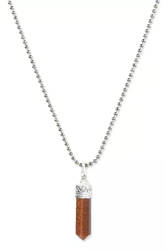 Brown silver plated handcrafted necklace