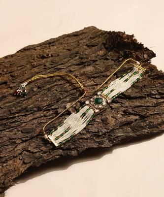 Green gold plated kundan choker necklace 2