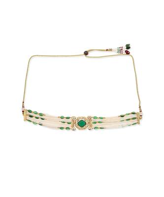 Green gold plated kundan choker necklace 4