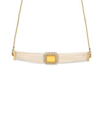 Yellow gold plated kundan choker necklace 3