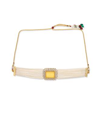 Yellow gold plated kundan choker necklace 4