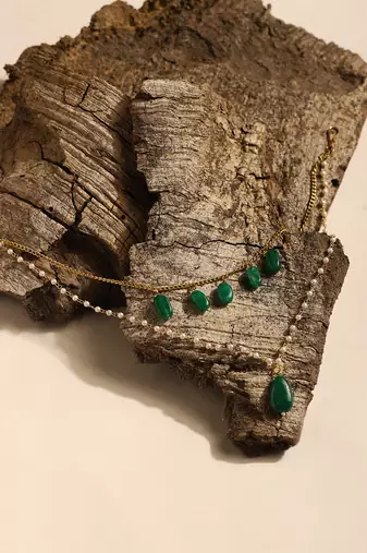 Green gold plated handcrafted necklace