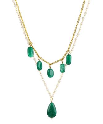 Green gold plated handcrafted necklace 3