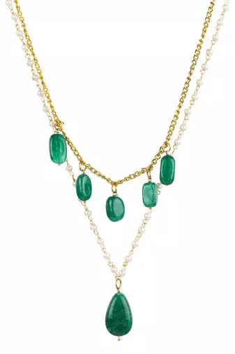 Green gold plated handcrafted necklace
