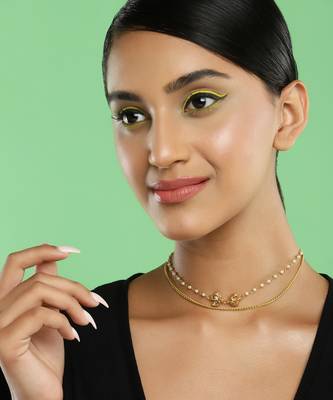 White gold plated kundan necklace 1