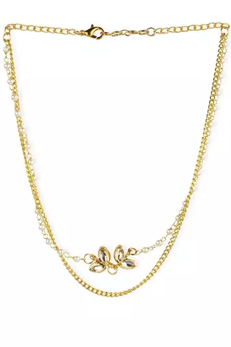 White gold plated kundan necklace