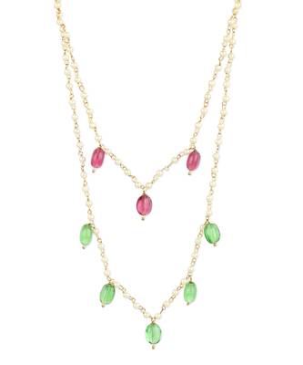 Red green beaded neklace with pearls 3