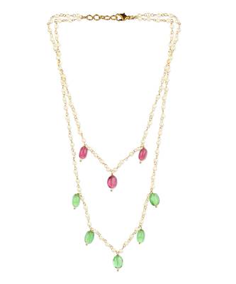 Red green beaded neklace with pearls 4