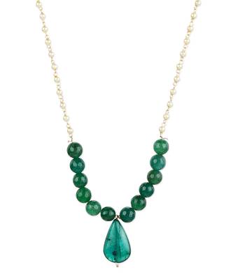 Green beaded neklace with pearls 3