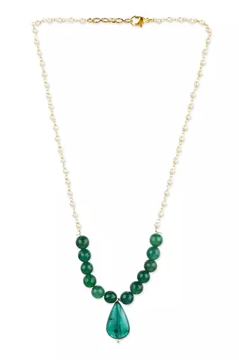 Green beaded neklace with pearls