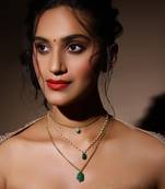 Green gold plated handcrafted neklace with pearls