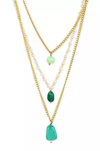 Green gold plated handcrafted neklace with pearls