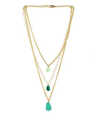 Green gold plated handcrafted neklace with pearls 4